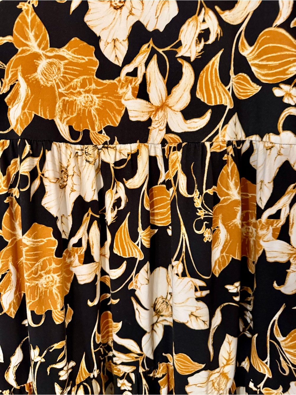 EST. 1946 Floral Tiered Navy and Black Midi Dress | Size Medium - Picture 6 of 13